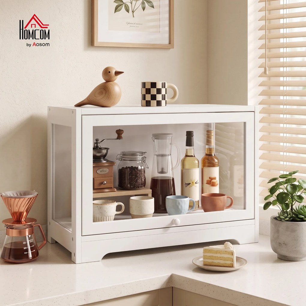 Vitrine Expositora para Coleções com Porta Acrílica Elevatória Deslizante para Figuras Decorativas 59x30x40 cm Branco