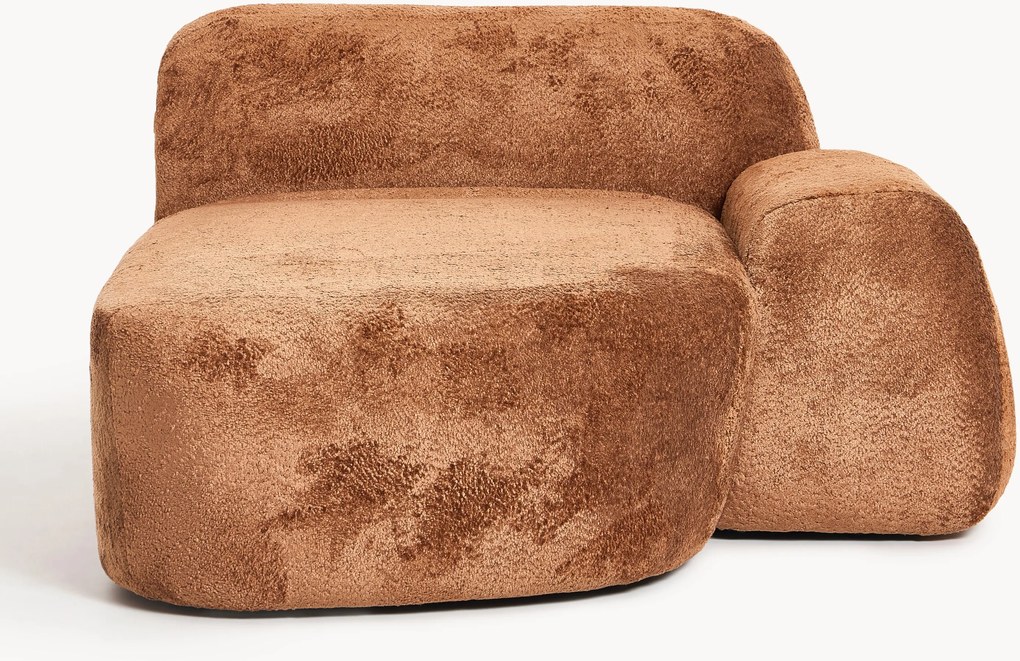 Módulo de canto com chaise longue em teddy-bouclé Wolke