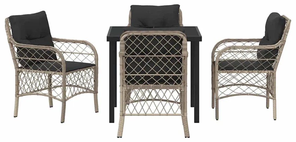Conjunto de Jantar de Jardim com 5 Peças e Almofadas em Rattan Cinza C