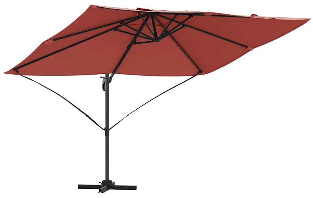 Guarda-Sol Cantilever Roma Terracota 352x251x260 cm de Alumínio
