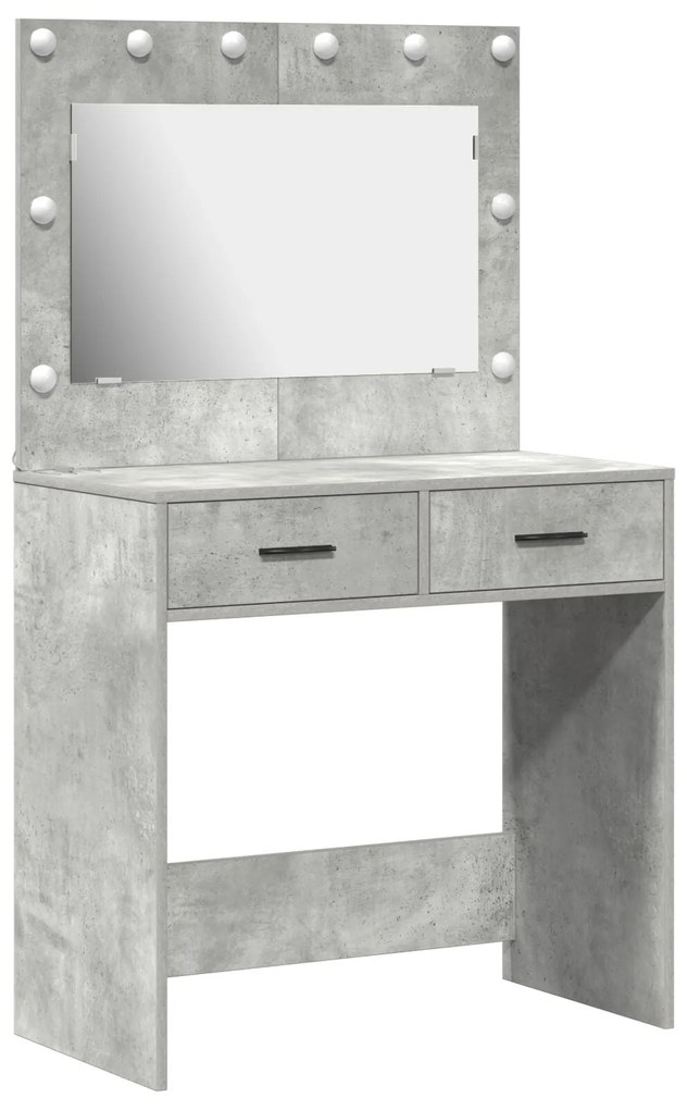 Mesa de Maquiagem vidaXL com Luzes LED Cinza Concreto 78,5x41x135 cm