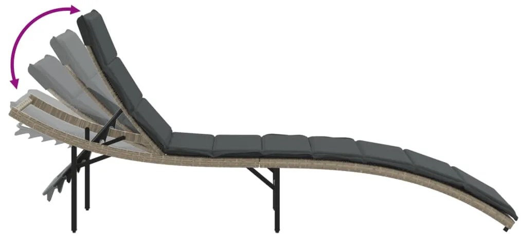 Espreguiçadeira com almofadão 55x199x50 cm vime PE