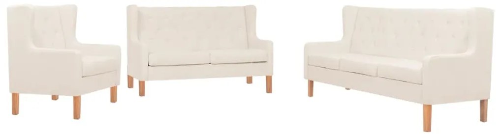Conjunto de sofás 3 pcs tecido branco nata