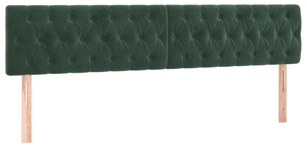 Cabeceira de cama c/luzes LED veludo 180x7x78/88cm verde-escuro