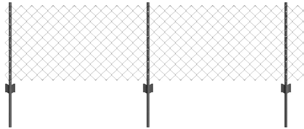Cerca de Corrente com 10 Postes U Cinza 0,6x10 m Aço