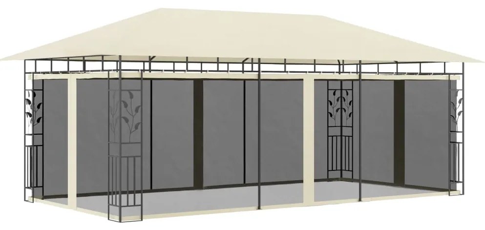 vidaXL Gazebo com rede mosquiteira 6x3x2,73 m creme