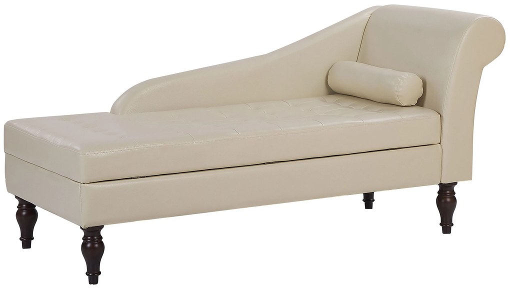 Chaise-longue à direita com arrumação em pele sintética creme PESSAC II Beliani