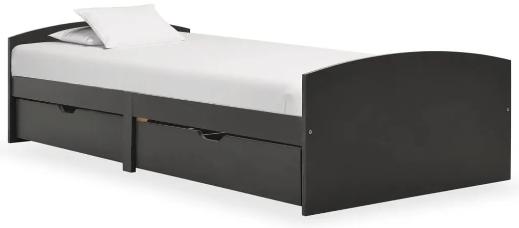 vidaXL Estrutura de cama com 2 gavetas 90x200 cm pinho maciço cinza