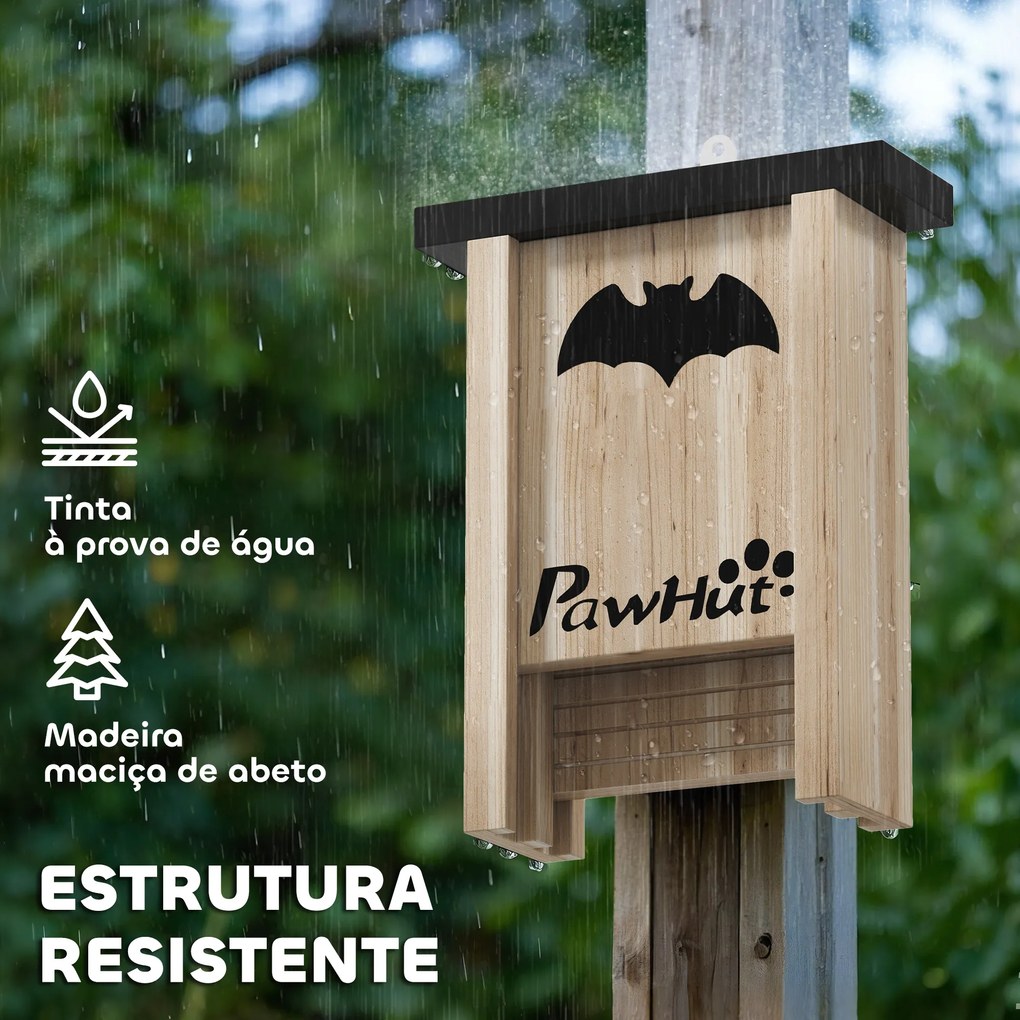 Conjunto de 3 Refúgios para Morcegos Caixas de Madeira para Exterior, Jardim ou Horta Fácil de Pendurar 18x6x22,5 cm