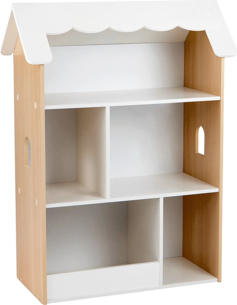 Estante infantil de 3 níveis, 70 x 33 x 92 cm em forma de casa, com prateleiras abertas, organizador de brinquedos em madeira para sala de jogos, quar
