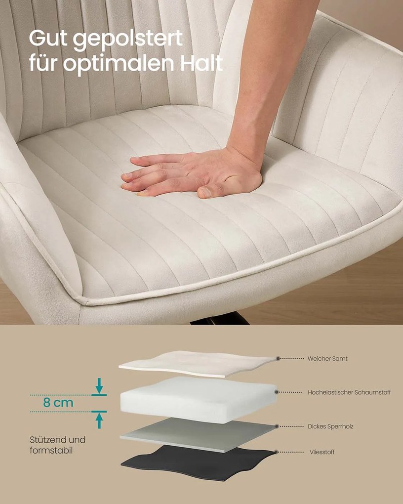 Cadeira de sala de jantar com braços bege cappuccino-Preto