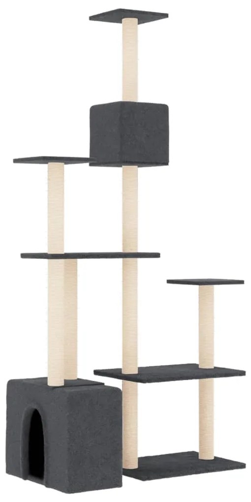 Árvore p/ gatos c/ postes arranhadores sisal 180cm cinza-escuro