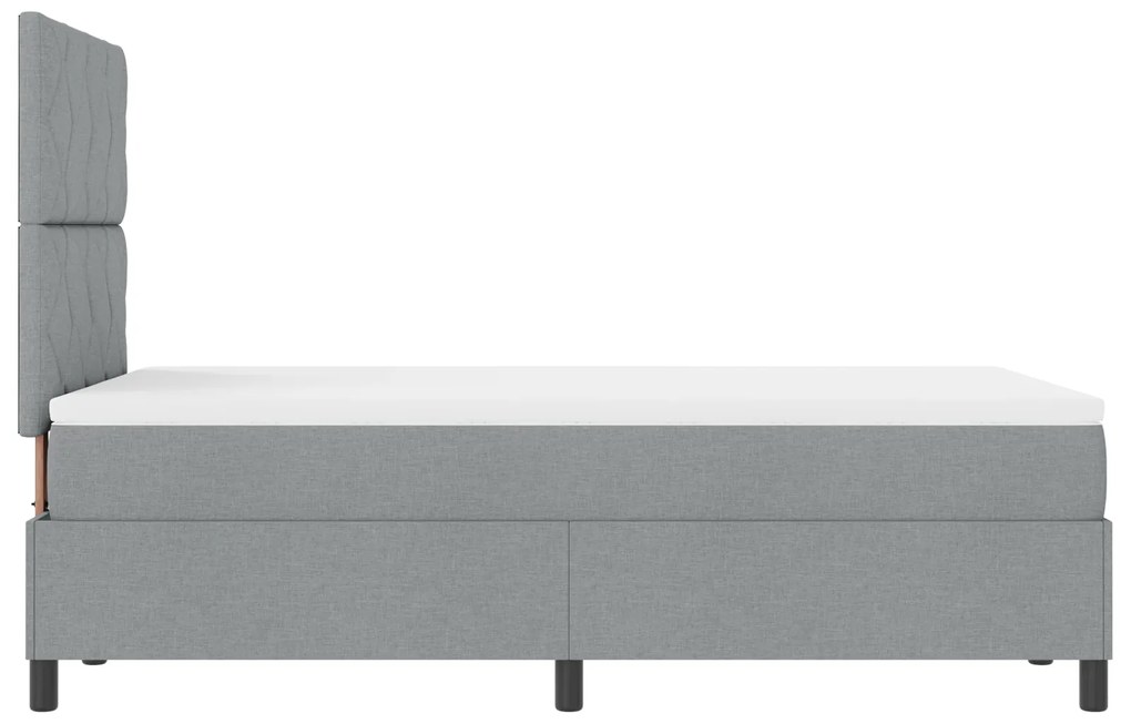 Cama Box Spring com Colchão Cinza Claro 120x200 cm Tecido