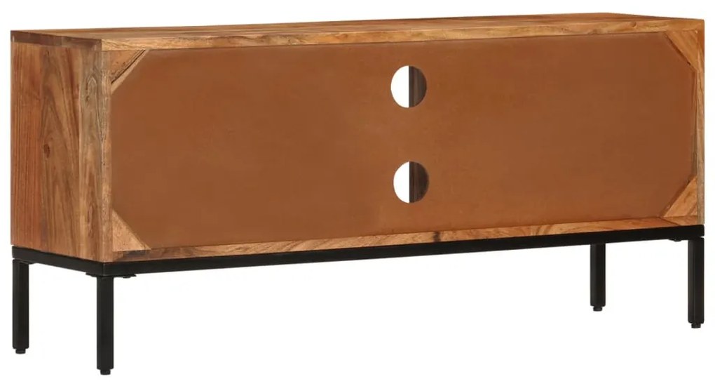 Móvel TV 110x30x50 madeira acácia maciça castanho mel e cinza