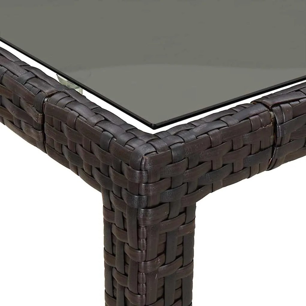Mesa de Jantar de Jardim Castanho 190x90x75 cm Vime PVC