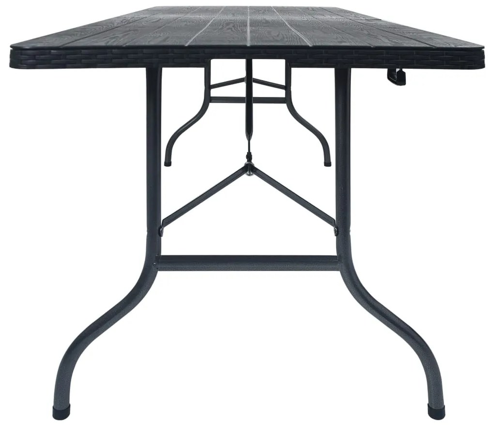 Mesa de jardim dobrável 180x75x72 cm PEAD imitação vime preto