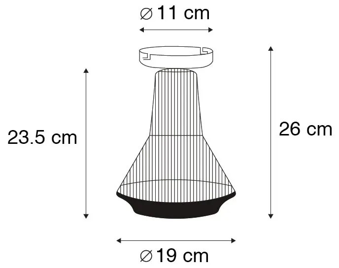 Candeeiro de teto rural preto com corda 19 cm - Jenthe Rústico