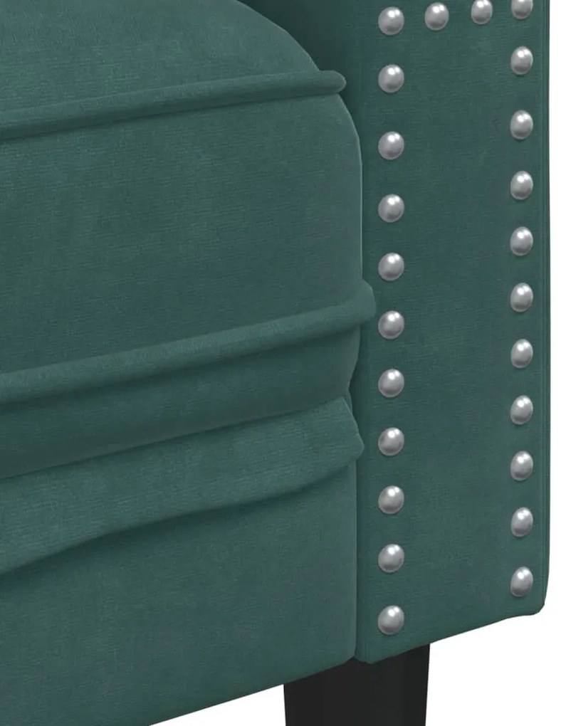 Sofá chesterfield com rolos 2 lugares veludo verde-escuro