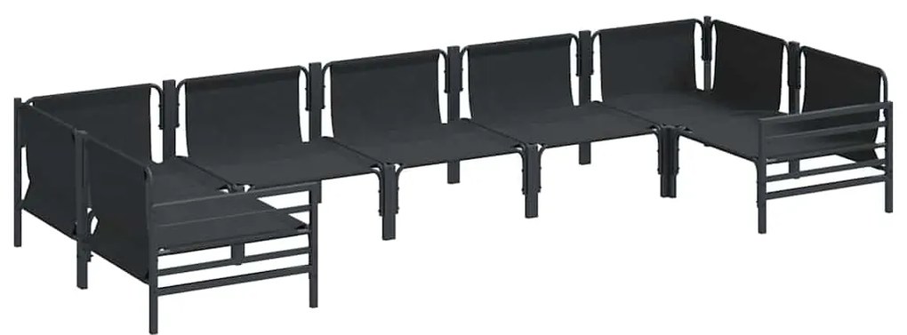 Conjunto de Sofá de Jardim 7 pcs Cinzento-escuro Aço
