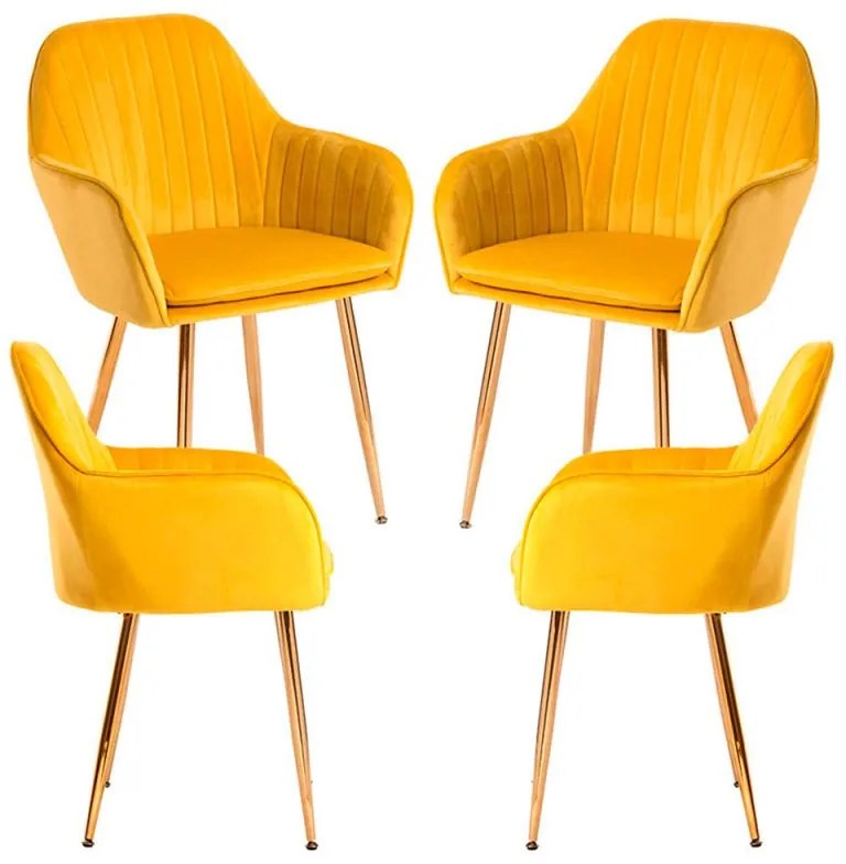 Pack 4 Cadeiras Chic Golden - Amarelo