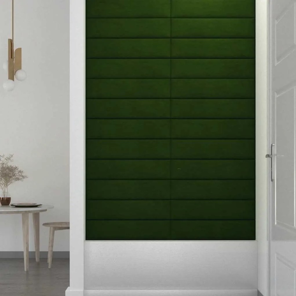 Painel de parede 12 pcs 60x15cm veludo 1,08 m² verde-escuro