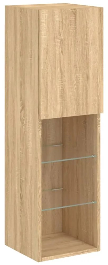 Móvel de TV com luzes LED 30,5x30x102 cm carvalho sonoma