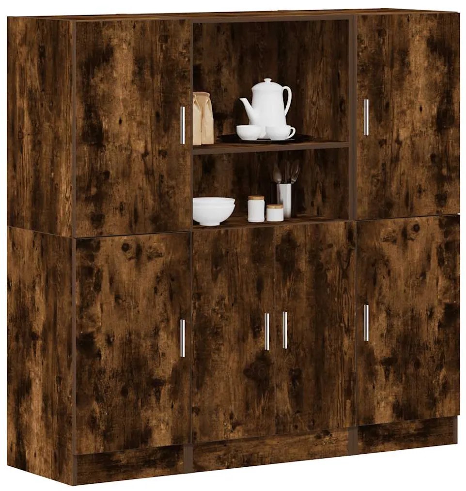 vidaXL 3pcs armário de cozinha conjunto deriv. madeira carvalho fumado