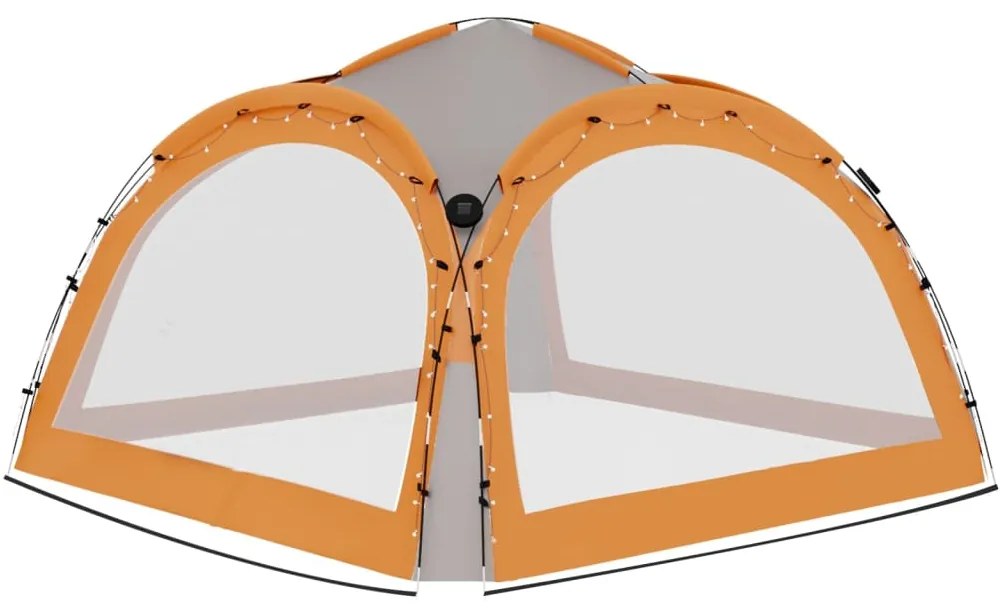 Tenda festas LED 4 paredes laterais 3,6x3,6x2,3 m cinza/laranja