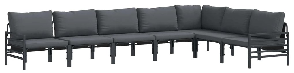 vidaXL Conjunto de Sofá de Jardim com almofada 7 pcs Preto Aço