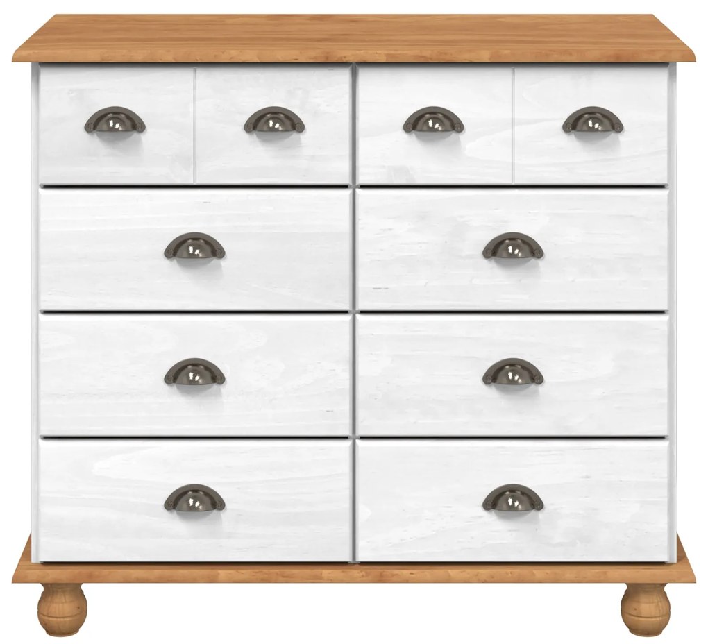 Baú de Gavetas 'ASKIM'Branco 91x40x79 cm Madeira de Pinho Sólida