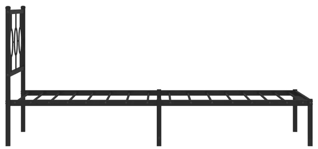 Estrutura de cama com cabeceira 100x190 cm metal preto