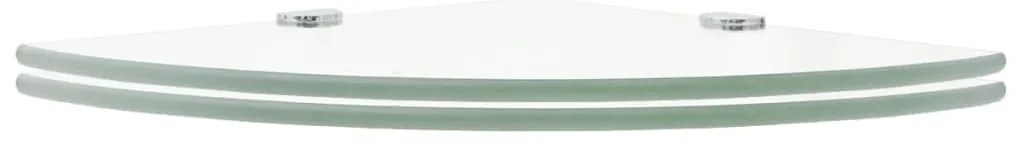 Prateleiras canto 2pcs suportes cromados 35x35cm vidro transp.