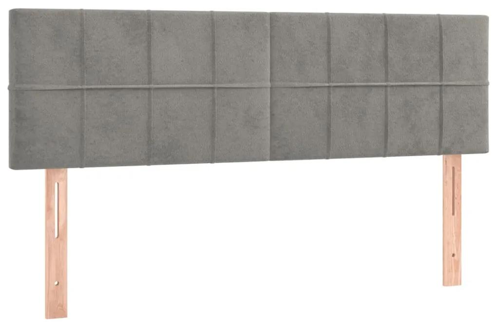 Cama com molas/colchão 140x200 cm veludo cinzento-claro
