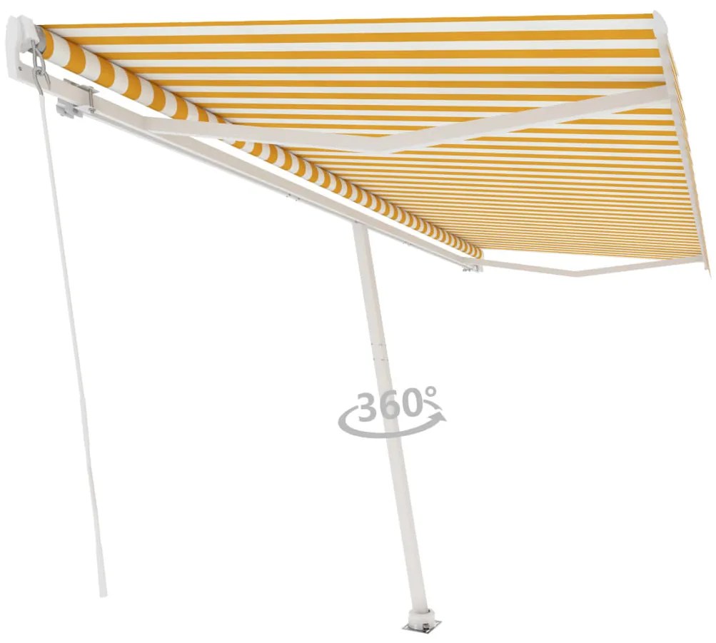 Toldo retrátil manual independente 500x300 cm amarelo e branco