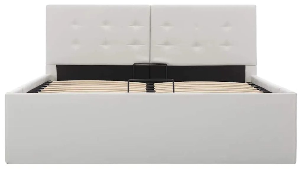 Cama hidráulica c/ arrumação 120x200cm couro artificial branco
