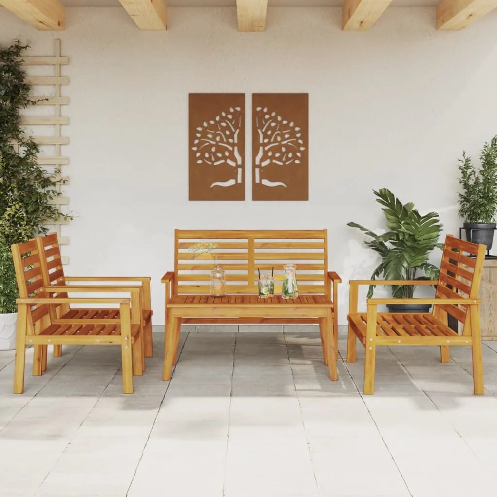 5 pcs conjunto lounge de jardim madeira de acácia maciça