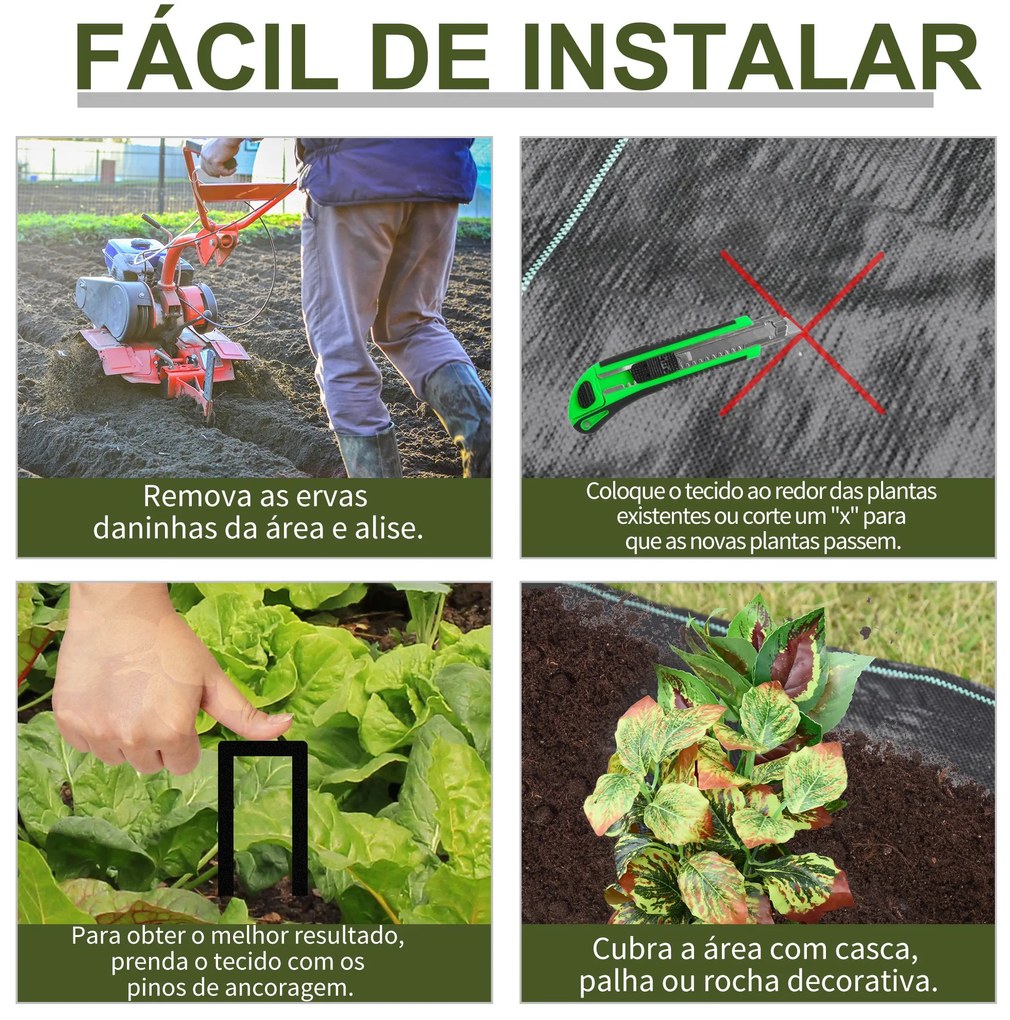 Malha Geotêxtil 2x50 m Malha de jardim contra ervas daninhas 100 g / m² rolo de malha preto