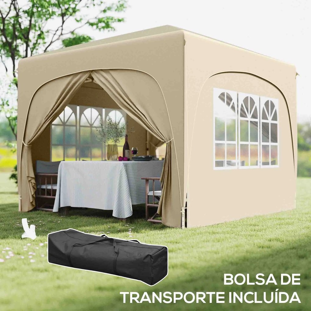 Tenda Dobrável Tenda 3x3 m com Painéis Laterais UPF50+ Tenda de Jardim