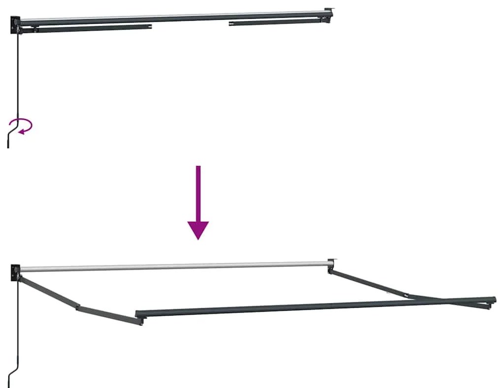 Toldo retrátil 3x2,5 m tecido e alumínio antracite e branco