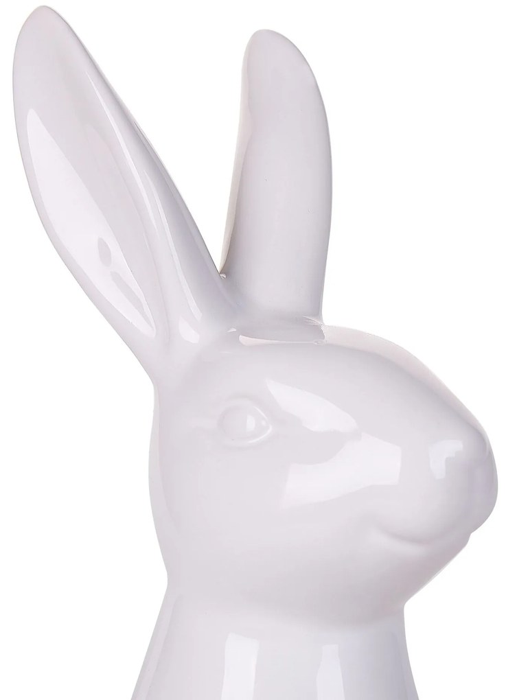 Figura decorativa com forma de coelho em cerâmica branca 26 cm RUCA Beliani