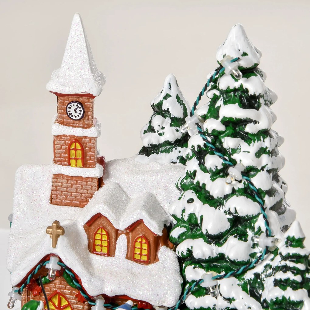 HOMCOM Aldeia de Natal com Luzes LED Trem Giratório e Música Decoração de Natal 19,3x17,9x20,2cm Multicor