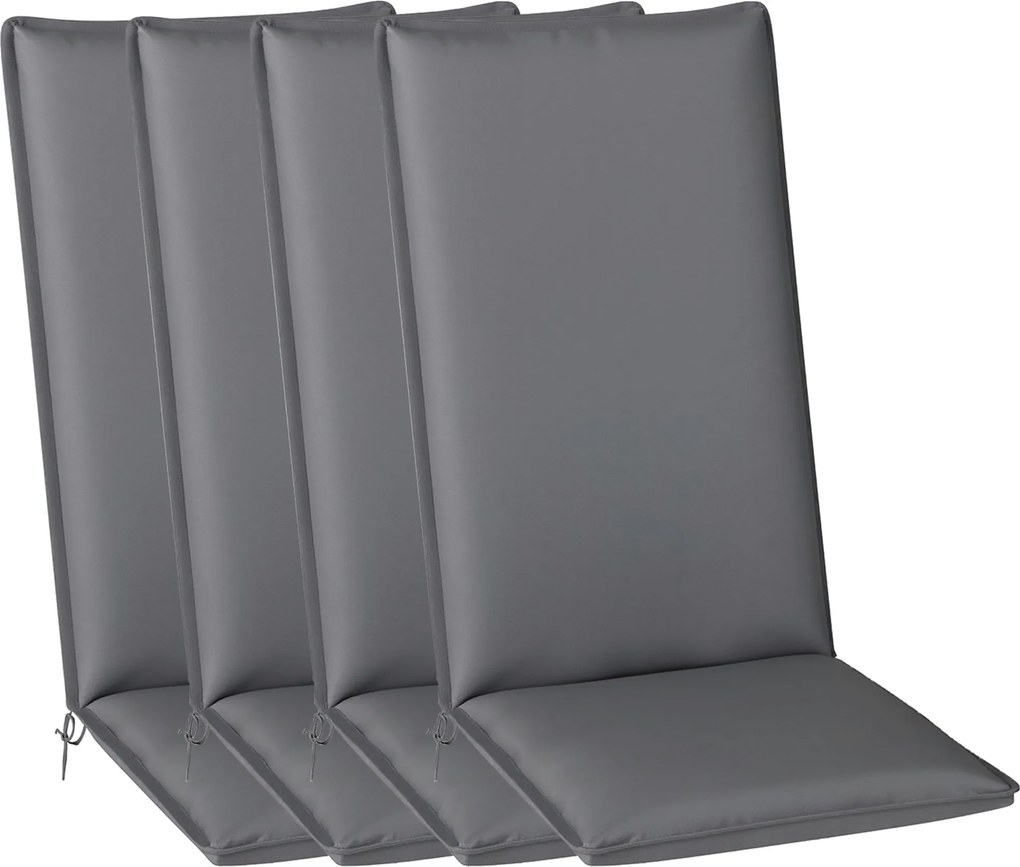 Conjunto de 4 almofadas para cadeiras de exterior (NÃO INCLUIDAS) com presilhas e faixa ajustável, resistentes ao desbotamento, UPF50+, 124 x 50 x 5 c
