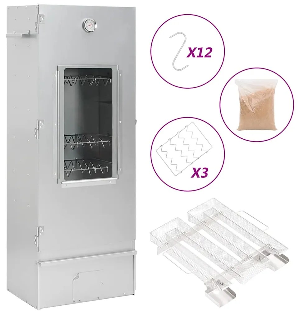 vidaXL Defumador p/ churrasqueira c/ gerador fumo frio aço galvanizado