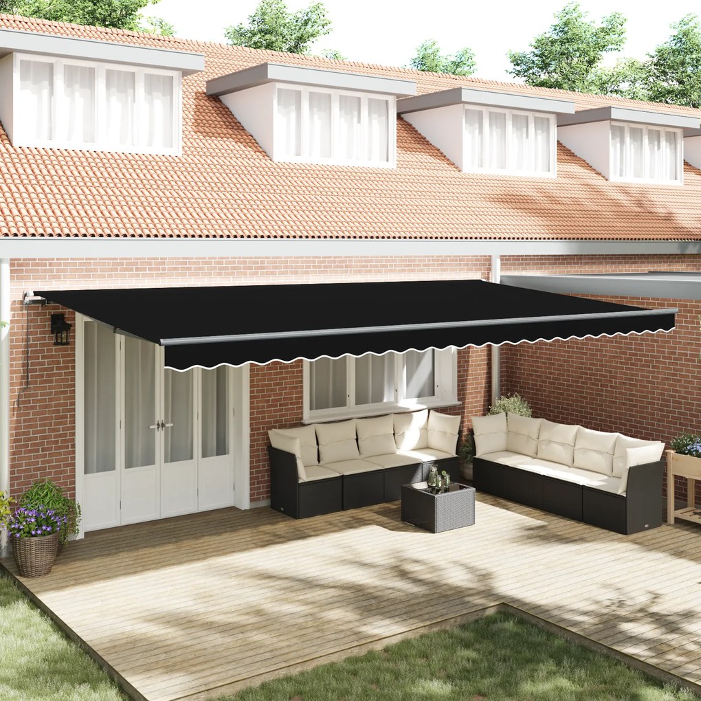 vidaXL Toldo Retrátil Manual Preto 600x300 cm