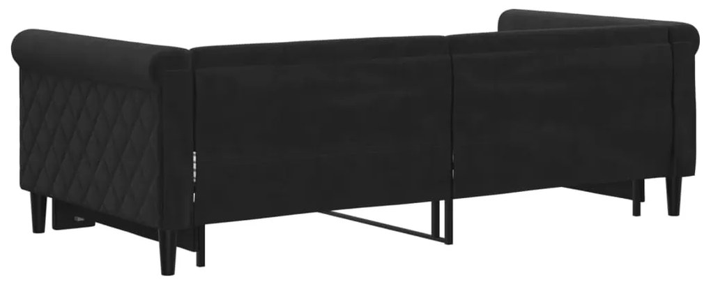 Sofá-cama com gavetão 90x190 cm veludo preto