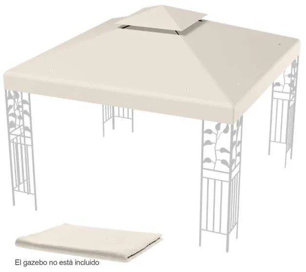 Teto de substituição de tenda ou Pérgula de jardim 3 x 3 m poliéster Bege