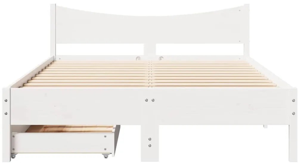 Estrutura de cama com gavetas 135x190 cm pinho maciço branco