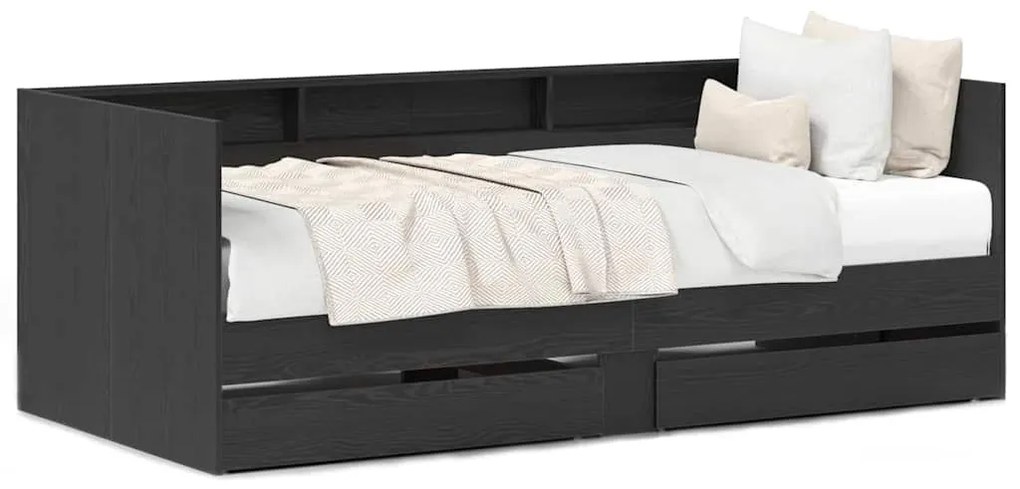 Cama de Dia com Gavetas Cinza Concreto 90x200 cm Madeira Reforçada