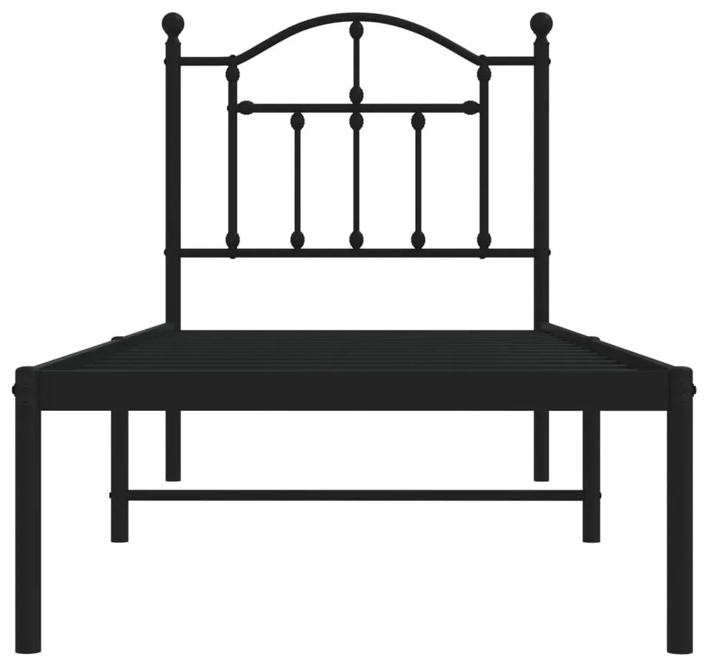 Estrutura de cama metal s/ colchão c/ cabeceira 75x190 cm preto