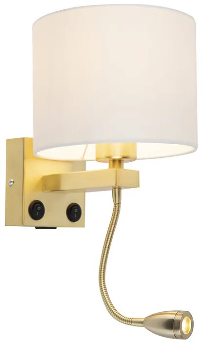 LED Candeeiro de parede dourado USB com cúpula branca - Brescia Combi Moderno
